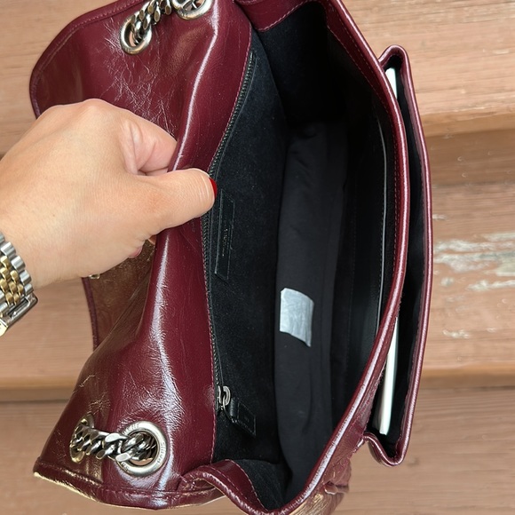 Ysl saint laurent Niki medium Crinkled leather Burgundy NO TRADE FIRM - Picture 13 of 17